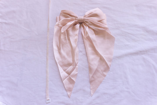 Handmade Oversized Silky Bow Hair Clip – Elegant Long Tail Hair Bow. 14.5 X 29cm VERY BIG BOW!