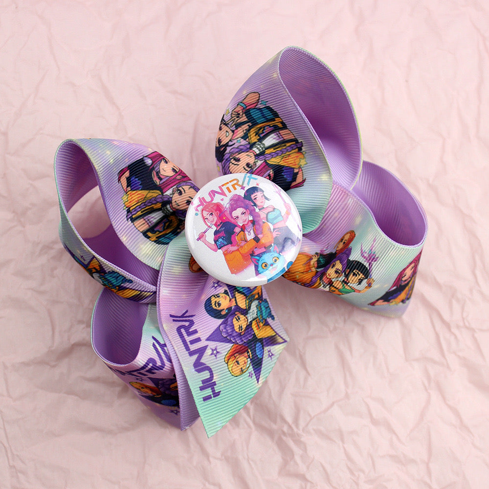 Handmade K-Pop Demon Hunter HUNTRIX Bow Hair Clip – Premium Quality, Large Statement Hair Accessory