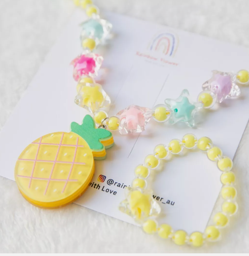 Yellow Pineapple necklece bracelet toy jewellery set girl necklace