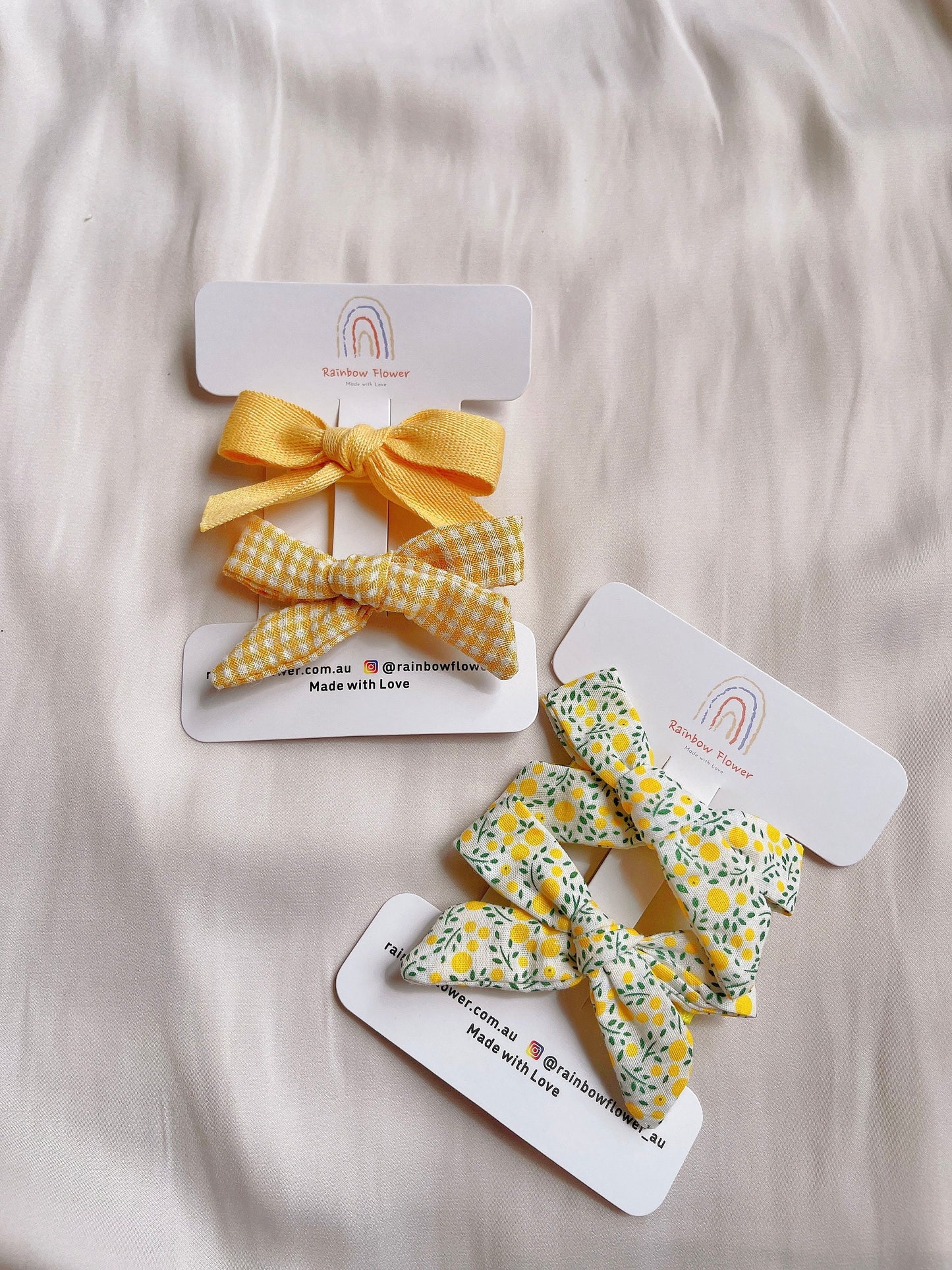Essential Yellow baby bow clip set, toddler girl student hair accessory, hair accessory, floral / plaid / plain linen bow hair clip
