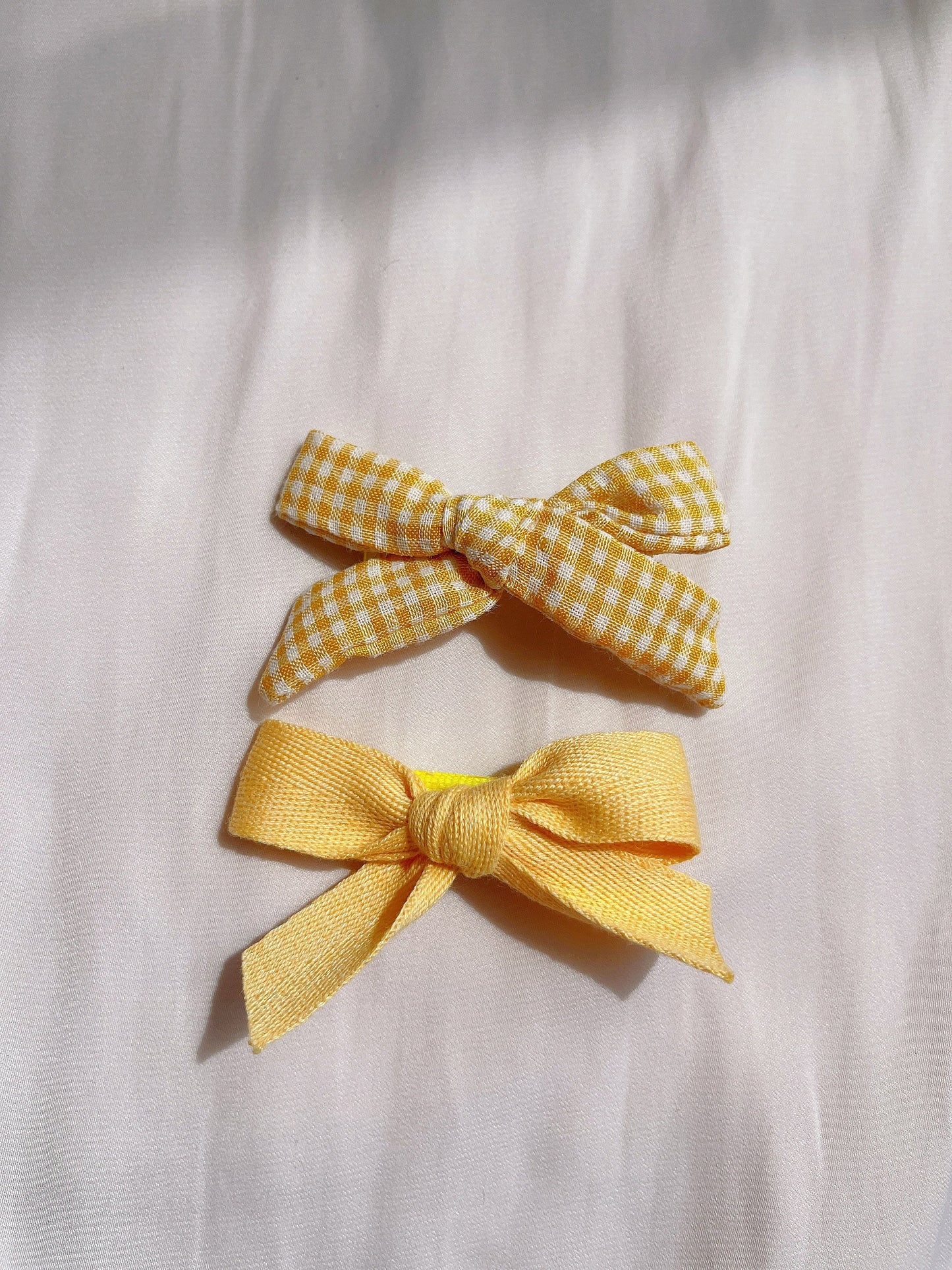 Essential Yellow baby bow clip set, toddler girl student hair accessory, hair accessory, floral / plaid / plain linen bow hair clip