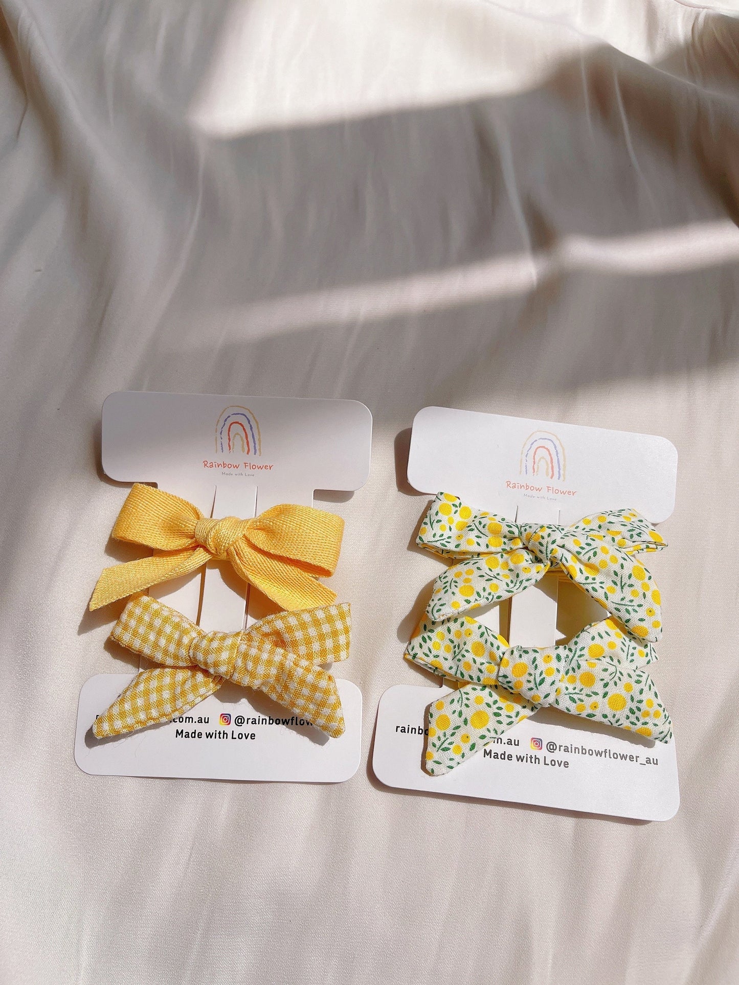 Essential Yellow baby bow clip set, toddler girl student hair accessory, hair accessory, floral / plaid / plain linen bow hair clip