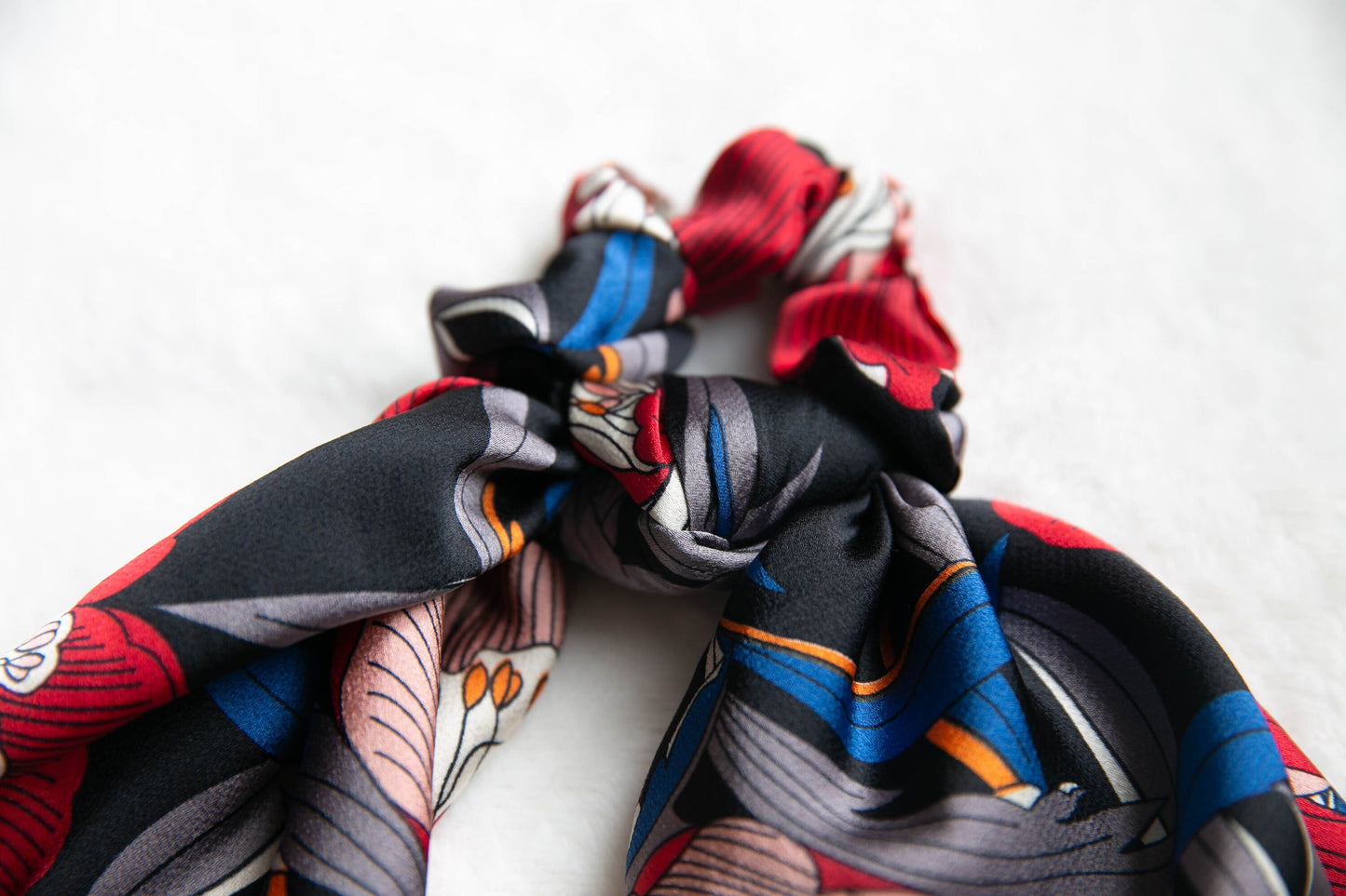 Women Scrunchies Mother's day gift for mum daughter, Hair Scrunchies Scarf, Effortless chic Bohemia Elastic Hair Tie red yellow