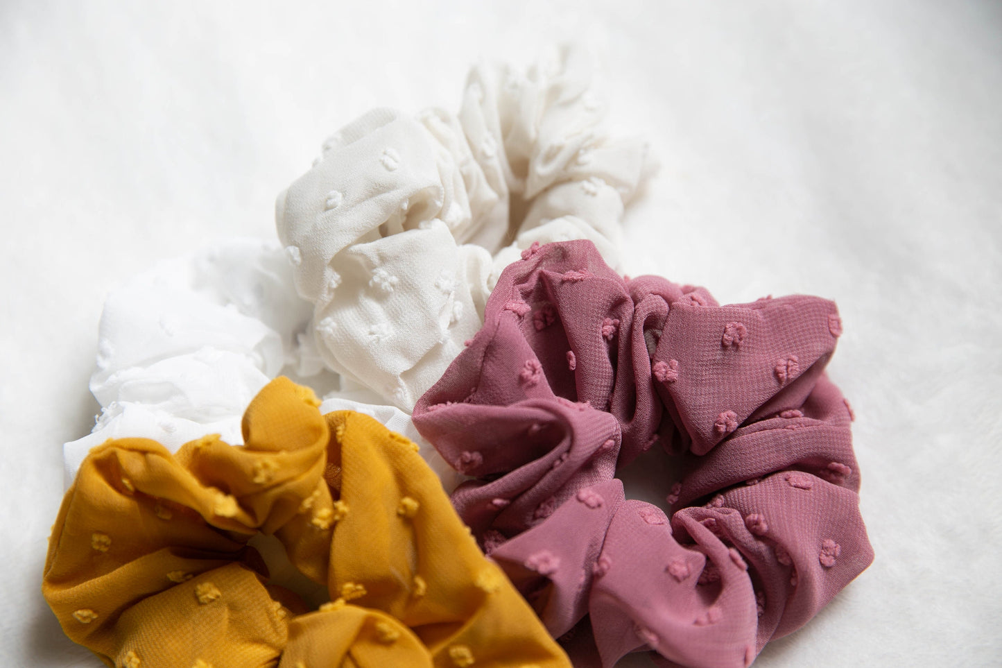 Scrunchie Hair Tie, Soft Scrunchie, Elastic Hair Tie Scrunchies, Gifts For Her,  embroidery dots Scrunchie, mother's day gift