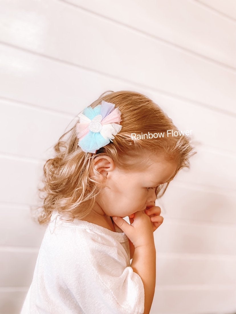toddler hair clip, glitter Heart shape flower hair clip, flower hair clip, gold hair clip, bow hair clip, floral hair clip