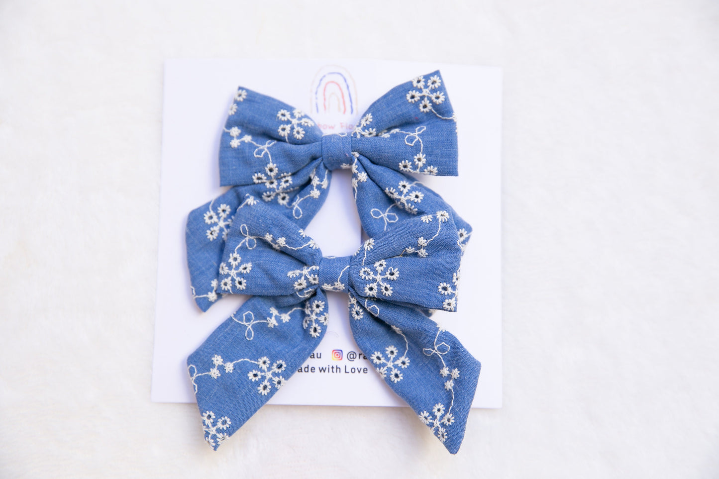 Embroidery Floral Hair Clip, Embroidered daisy Hair Clip, red navy blue yellow pink cute toddler pigtails bow hair clip