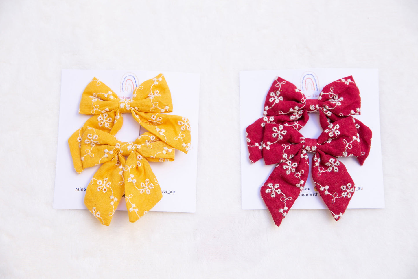 Embroidery Floral Hair Clip, Embroidered daisy Hair Clip, red navy blue yellow pink cute toddler pigtails bow hair clip