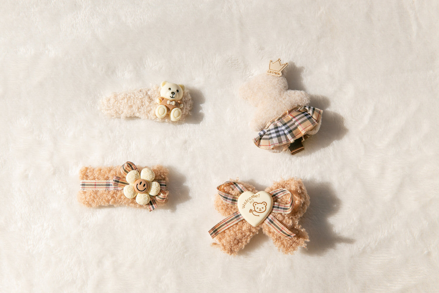 Teddy Bear Fluffy Hair Clip, Furry Hair Clip, hair accessory, girl toddler bow hair clip, autumn winter hair clip Fluffy Faux Fur Hair Clip