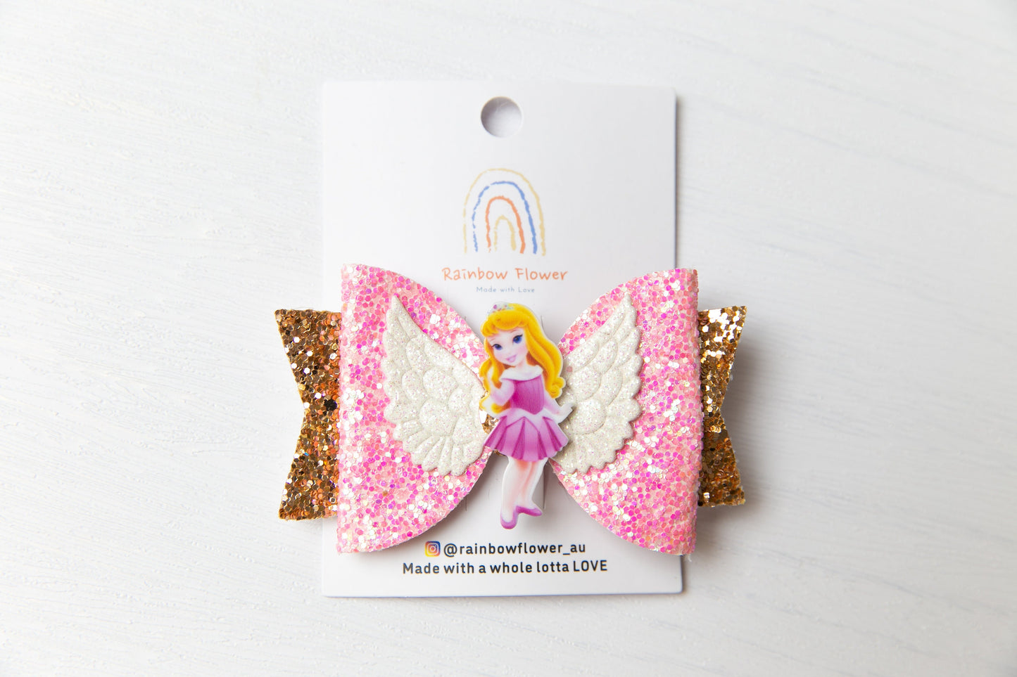 Handmade Princess Hair Clips - Mermaid, Rapunzel, Jasmine, Snow White, Cinderella, Aurora, Belle bow Hair clip Accessory for Toddler Girls