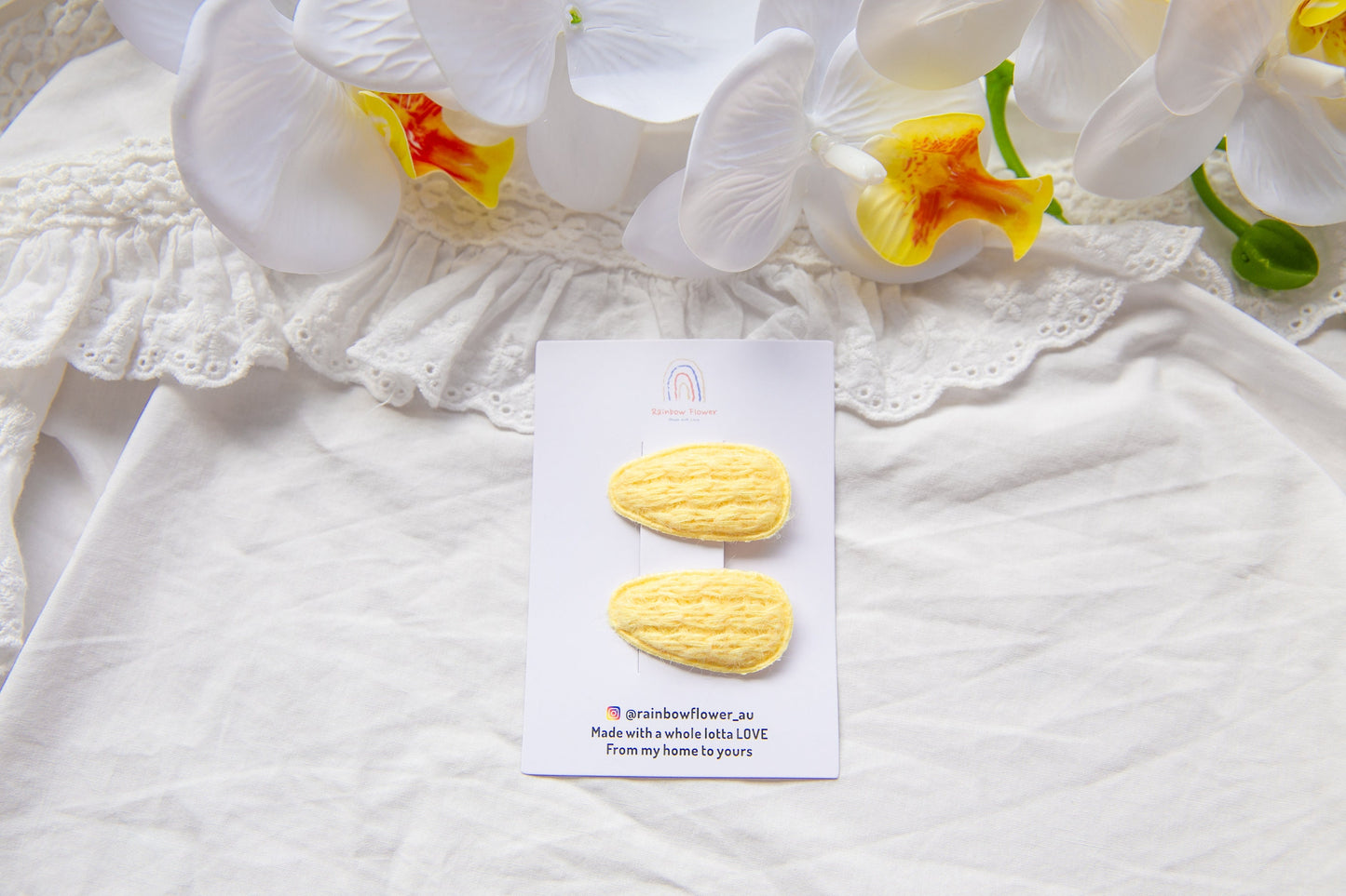 Beautiful Soft Knitted Baby Hair Clip for Toddler Girls Hair Accessories, Set of 2 Fringe Clips, pink yellow purple Snap Clip bow hair pin