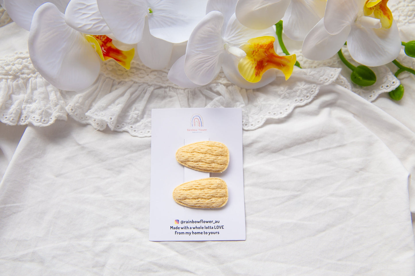 Beautiful Soft Knitted Baby Hair Clip for Toddler Girls Hair Accessories, Set of 2 Fringe Clips, pink yellow purple Snap Clip bow hair pin