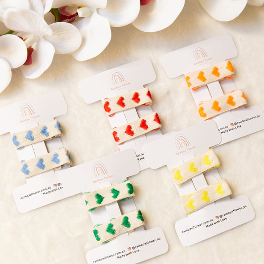 Heart shape hair Clip sets, Love baby Infant Girl Fringe Clips, Cute orange red blue yellow green aligator hair clip baby bow clip Pigtail