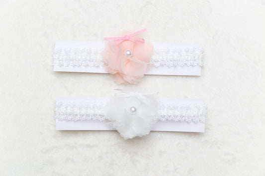 2 colors floral lace baby headband, white pink infant toddler headband headwear, newborn flower headband photography props one size fits all