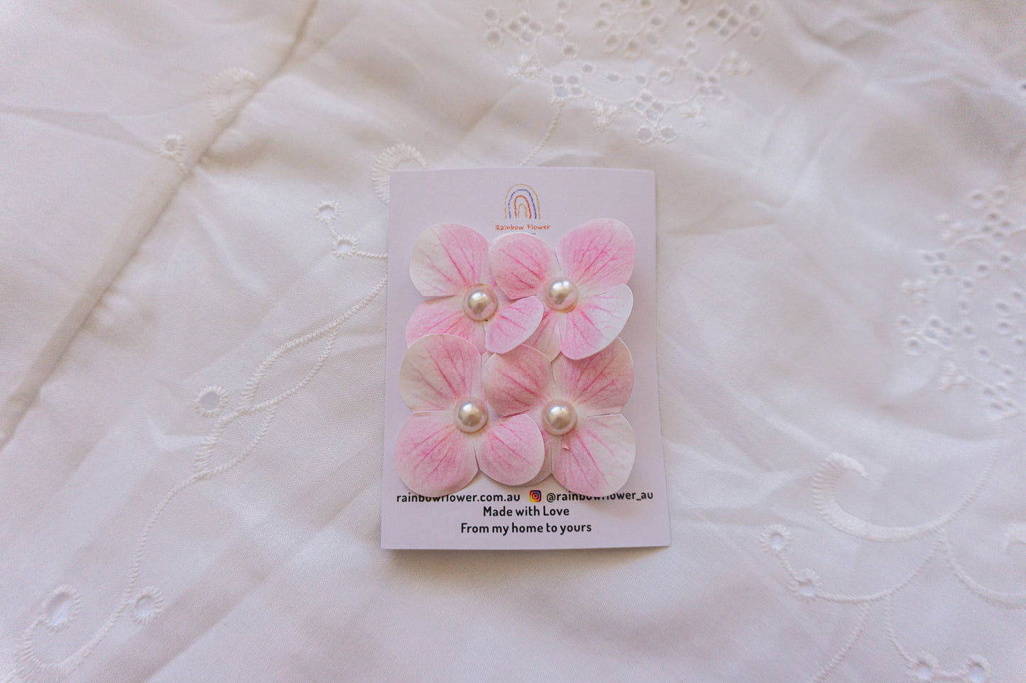 Handmade Floral Hair Clips with Pearl Center, set of 2 hair clip yellow pink white blue purple hair clip