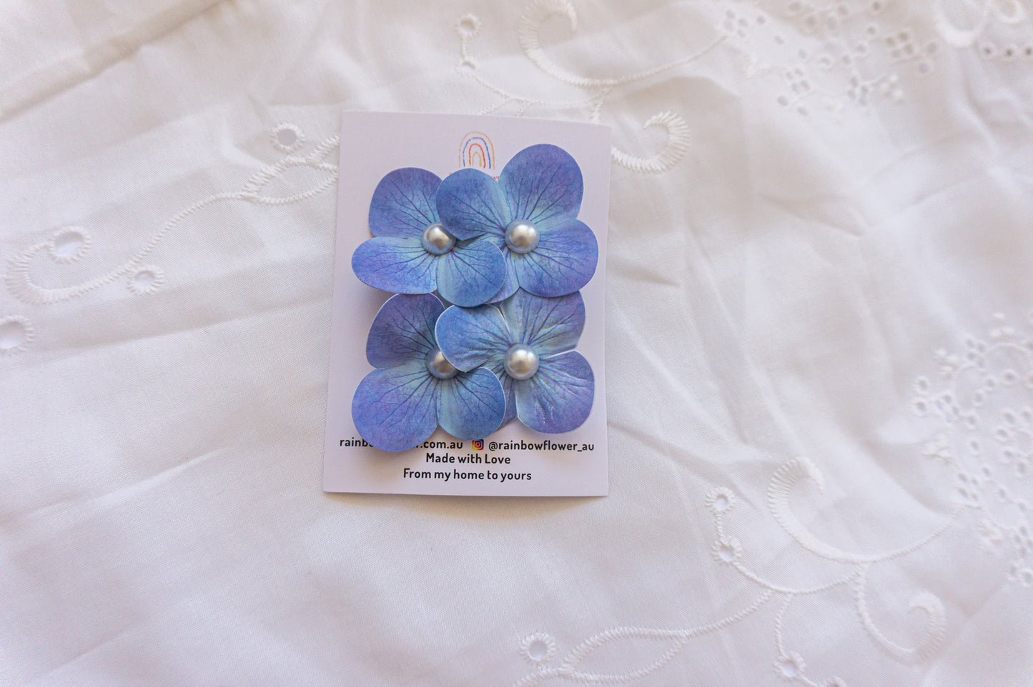 Handmade Floral Hair Clips with Pearl Center, set of 2 hair clip yellow pink white blue purple hair clip