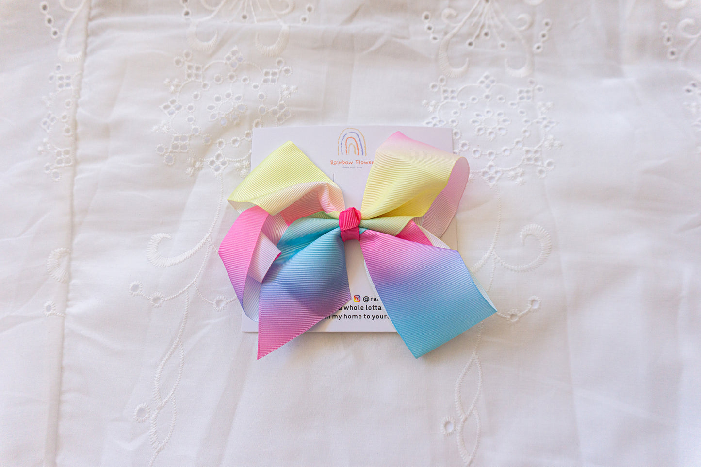 Large Rainbow Bow Hair Clips — Handmade