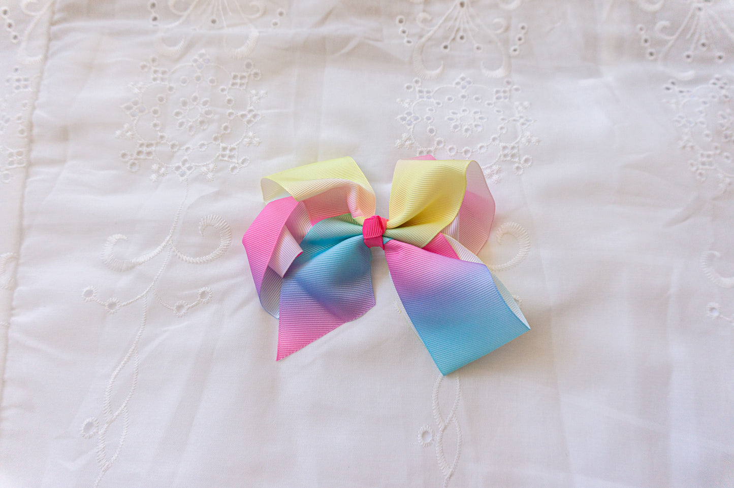 Large Rainbow Bow Hair Clips — Handmade