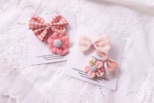Handmade Hair Clip Set – Bows & Flowers 🎀🌸
