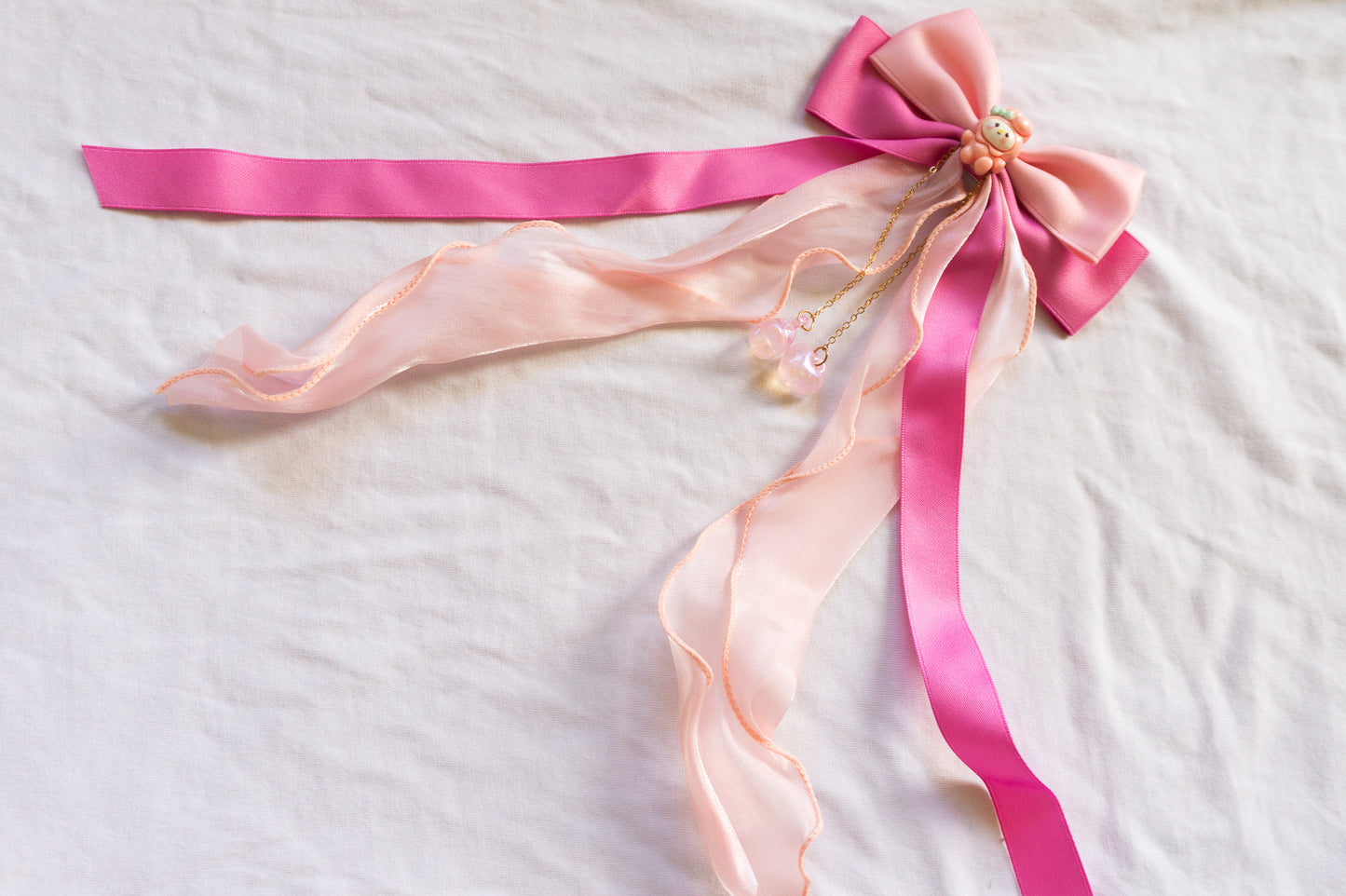 Handmade Kawaii Sanrio Bow Hair Clips with Long Ribbon Tails – Cinnamoroll, My Melody & Kuromi