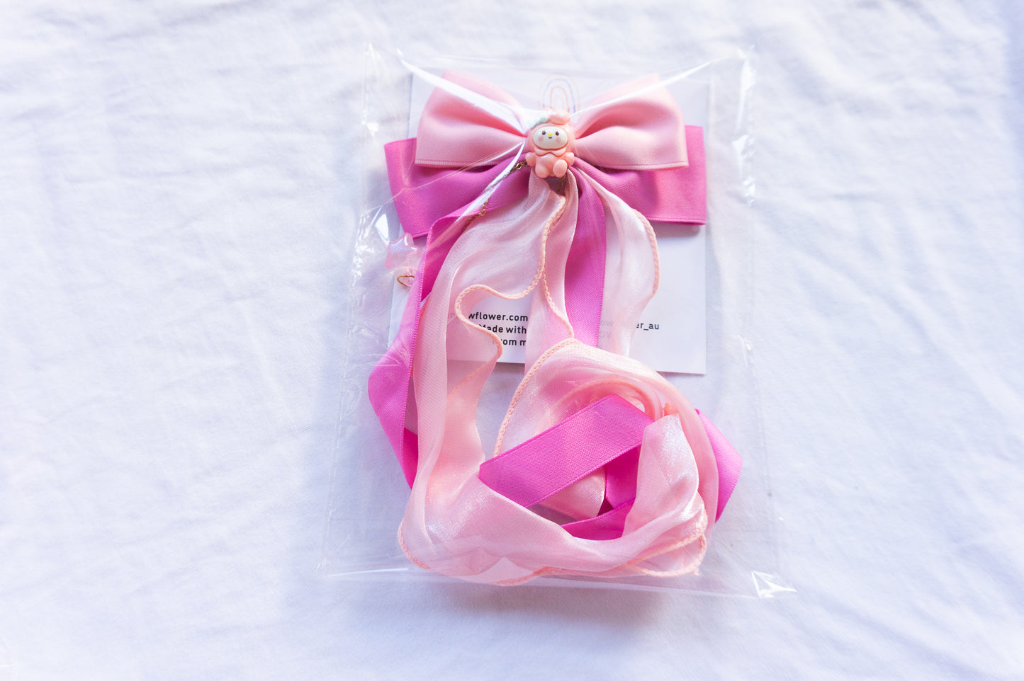 Handmade Kawaii Sanrio Bow Hair Clips with Long Ribbon Tails – Cinnamoroll, My Melody & Kuromi