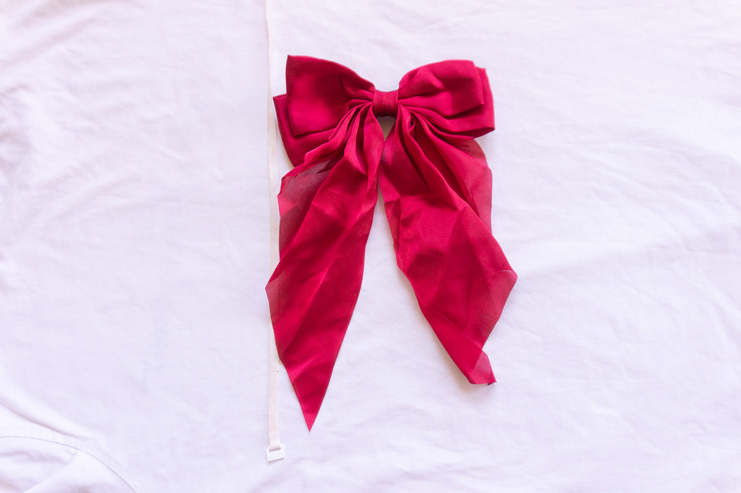 Handmade Oversized Silky Bow Hair Clip – Elegant Long Tail Hair Bow. 14.5 X 29cm VERY BIG BOW!