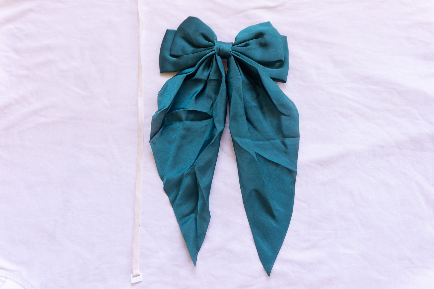 Handmade Oversized Silky Bow Hair Clip – Elegant Long Tail Hair Bow. 14.5 X 29cm VERY BIG BOW!