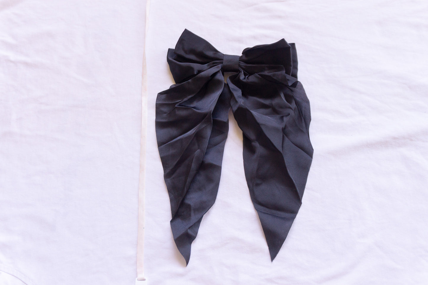 Handmade Oversized Silky Bow Hair Clip – Elegant Long Tail Hair Bow. 14.5 X 29cm VERY BIG BOW!