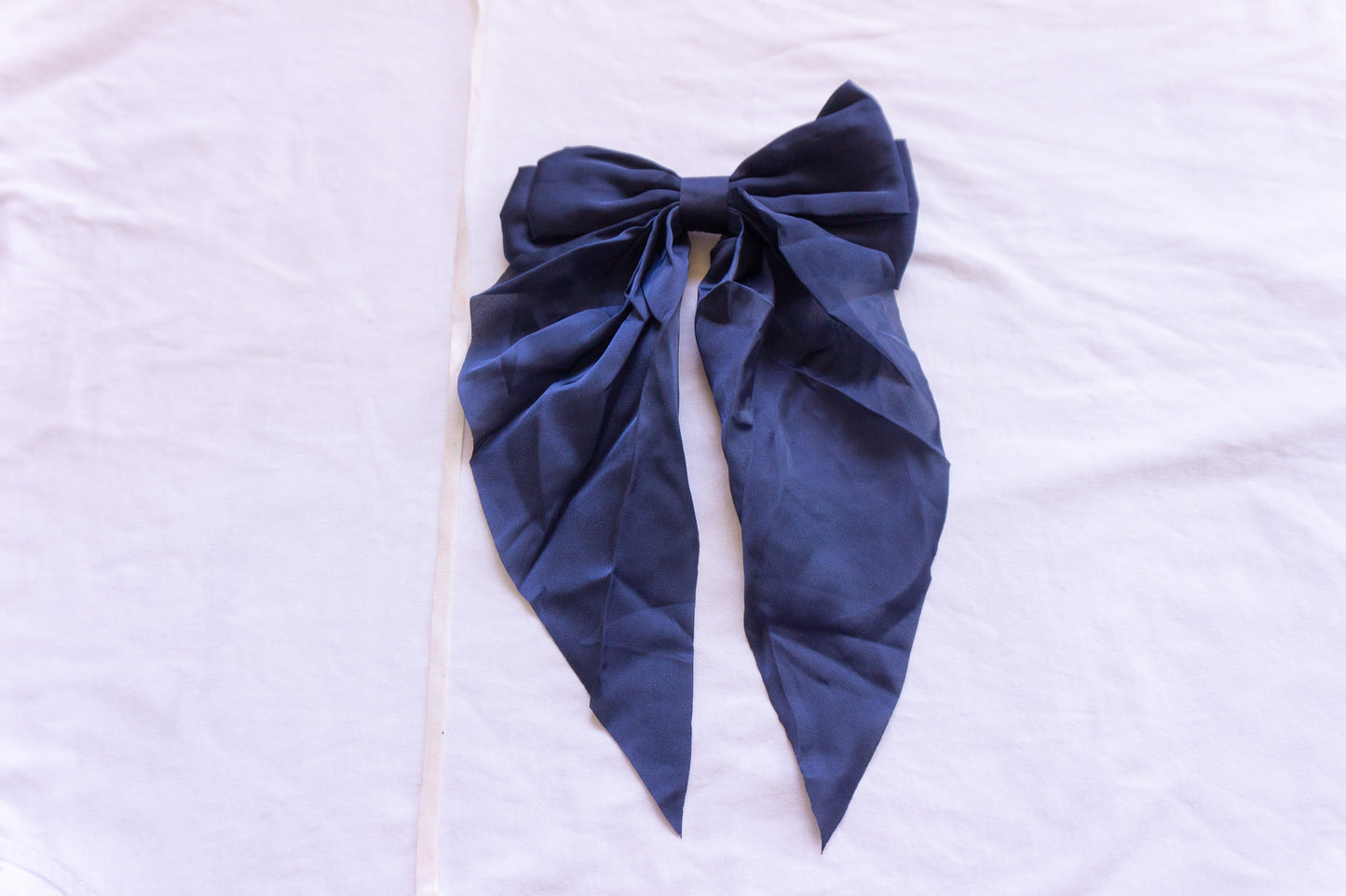 Handmade Oversized Silky Bow Hair Clip – Elegant Long Tail Hair Bow. 14.5 X 29cm VERY BIG BOW!