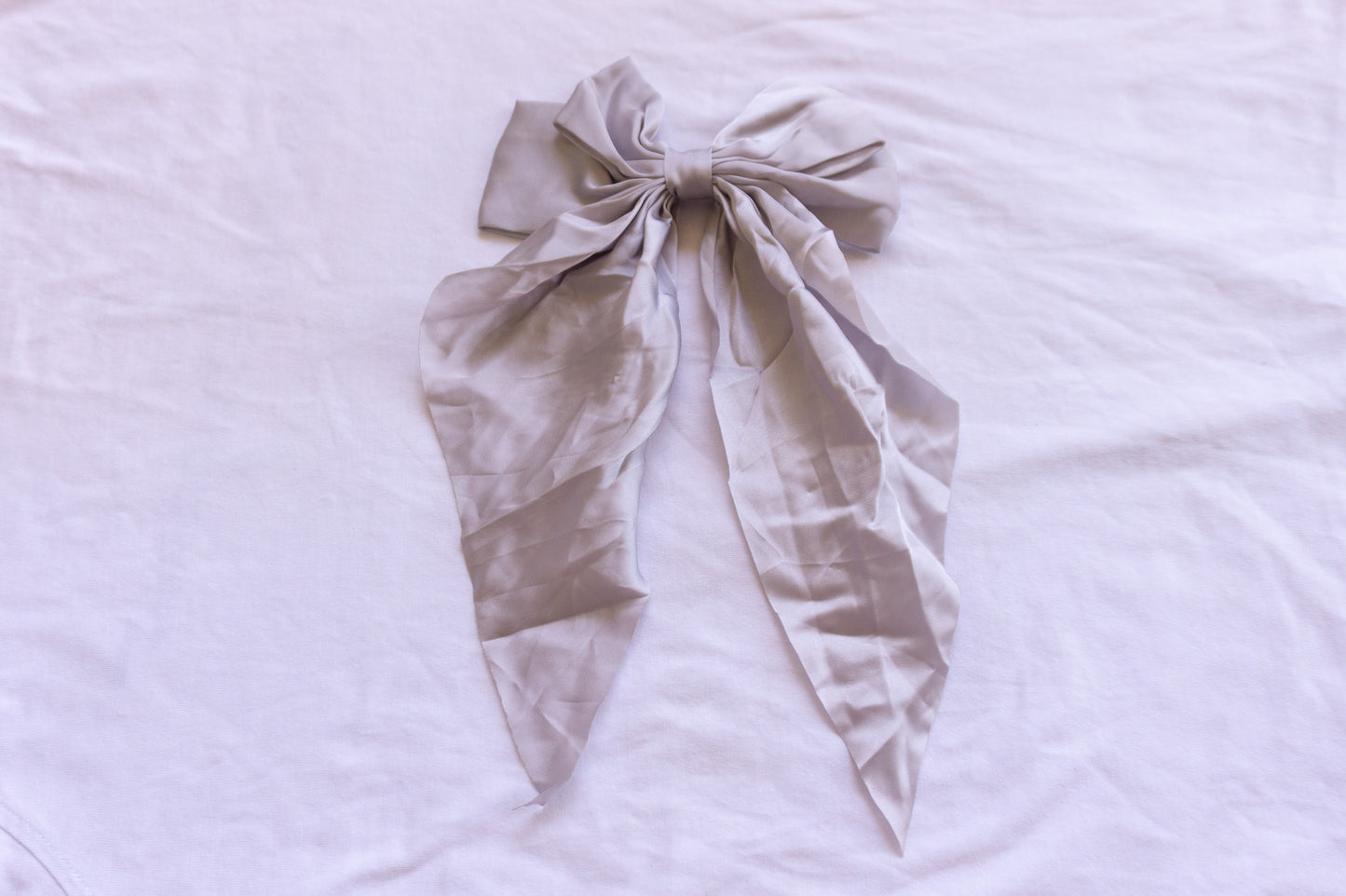 Handmade Oversized Silky Bow Hair Clip – Elegant Long Tail Hair Bow. 14.5 X 29cm VERY BIG BOW!