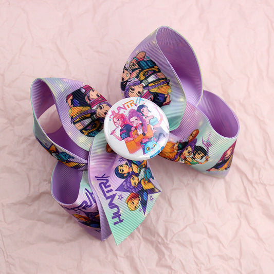 Handmade K-Pop Demon Hunter HUNTRIX Bow Hair Clip – Premium Quality, Large Statement Hair Accessory