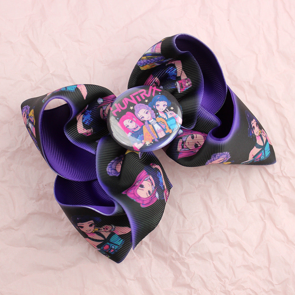 Handmade K-Pop Demon Hunter HUNTRIX  Bow Hair Clip – Rumi, Mira, and Zoey Premium Quality, Large Statement Hair Accessory