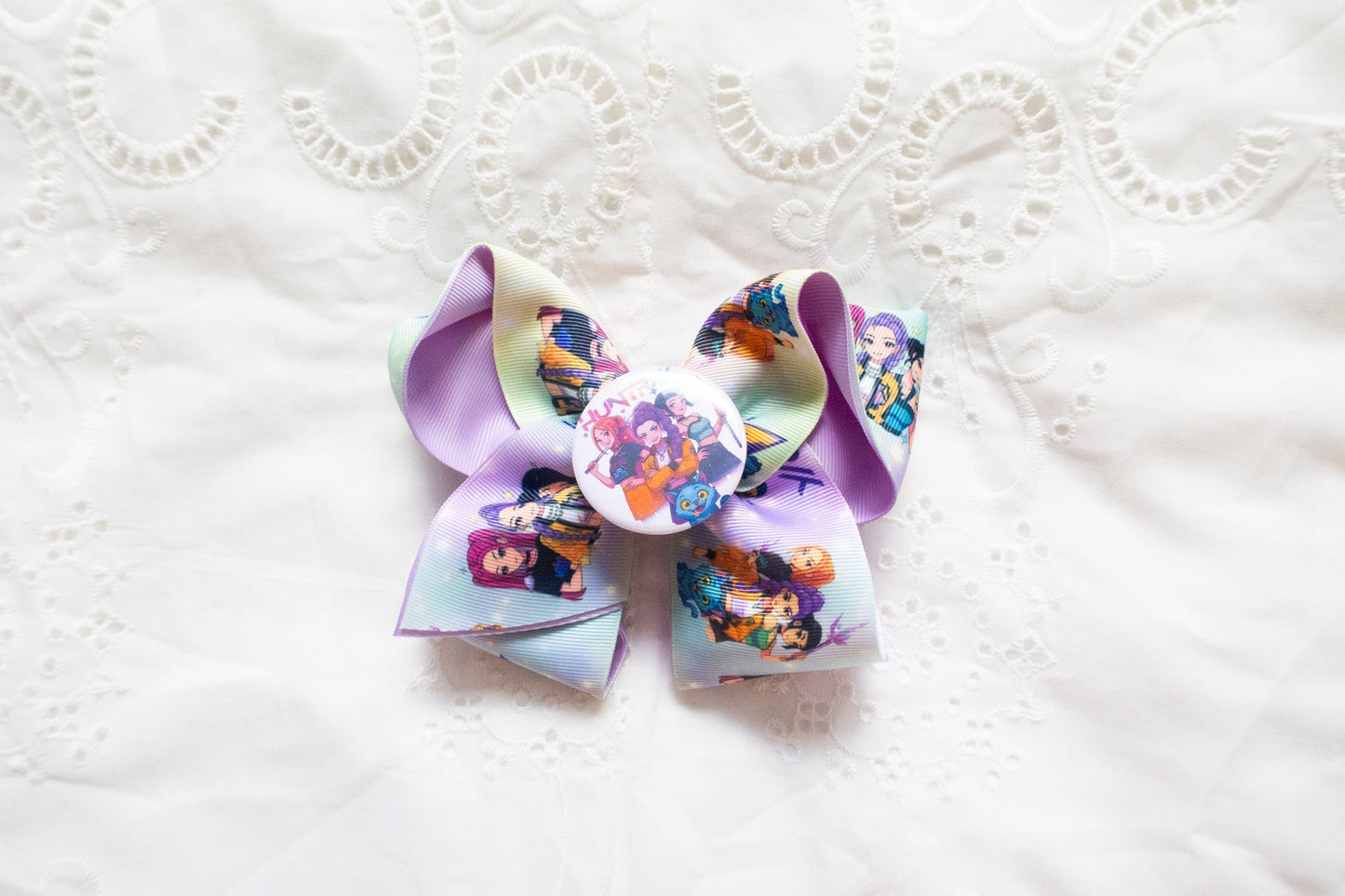 Handmade K-Pop Demon Hunter HUNTRIX Bow Hair Clip – Premium Quality, Large Statement Hair Accessory