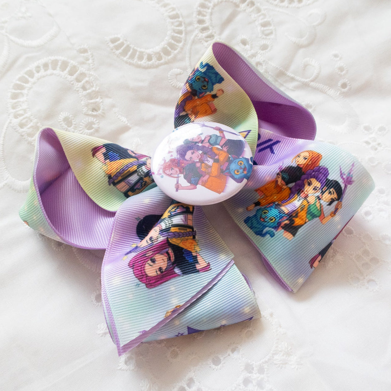 Handmade K-Pop Demon Hunter HUNTRIX Bow Hair Clip – Premium Quality, Large Statement Hair Accessory