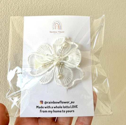 Handmade Lace Flower Pearl Hair Clip