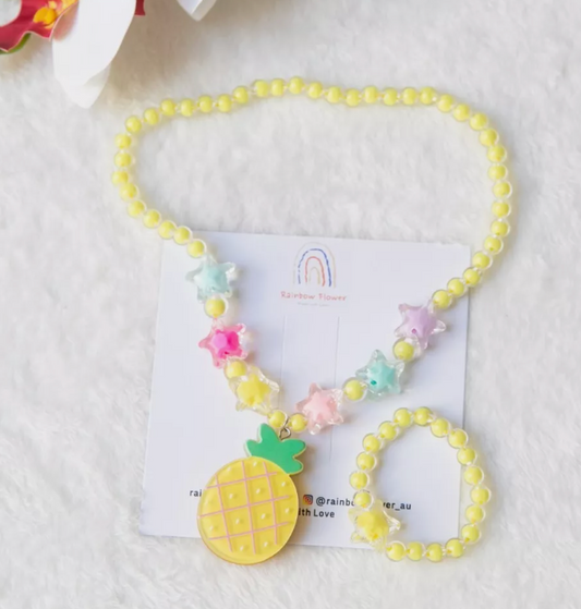 Yellow Pineapple necklece bracelet toy jewellery set girl necklace