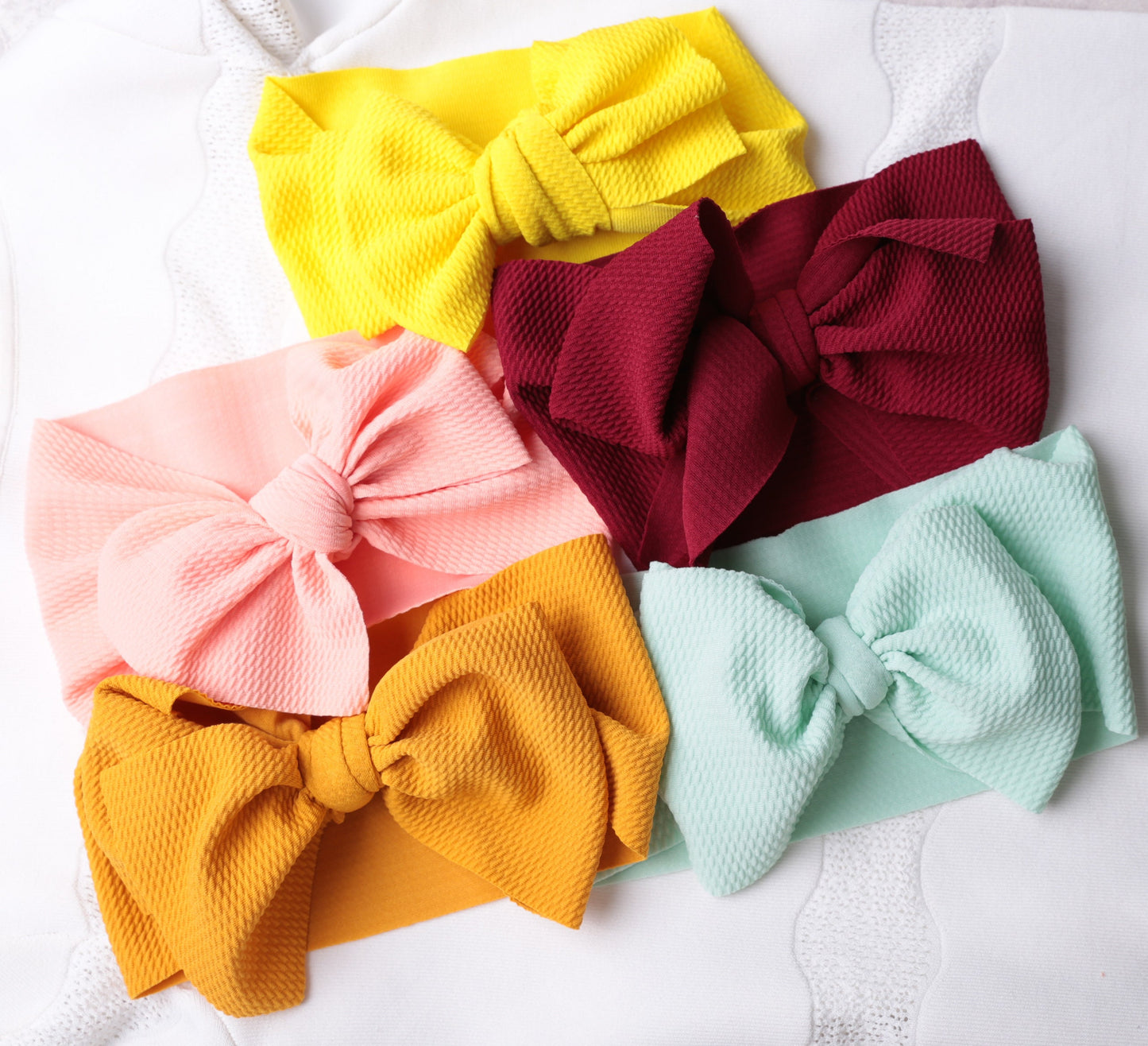 8 colors - Baby Ribbed Headband  Extra Large Top Knot  Bow Girls newborn infant baby toddler soft Headband 3 months - 2 years old