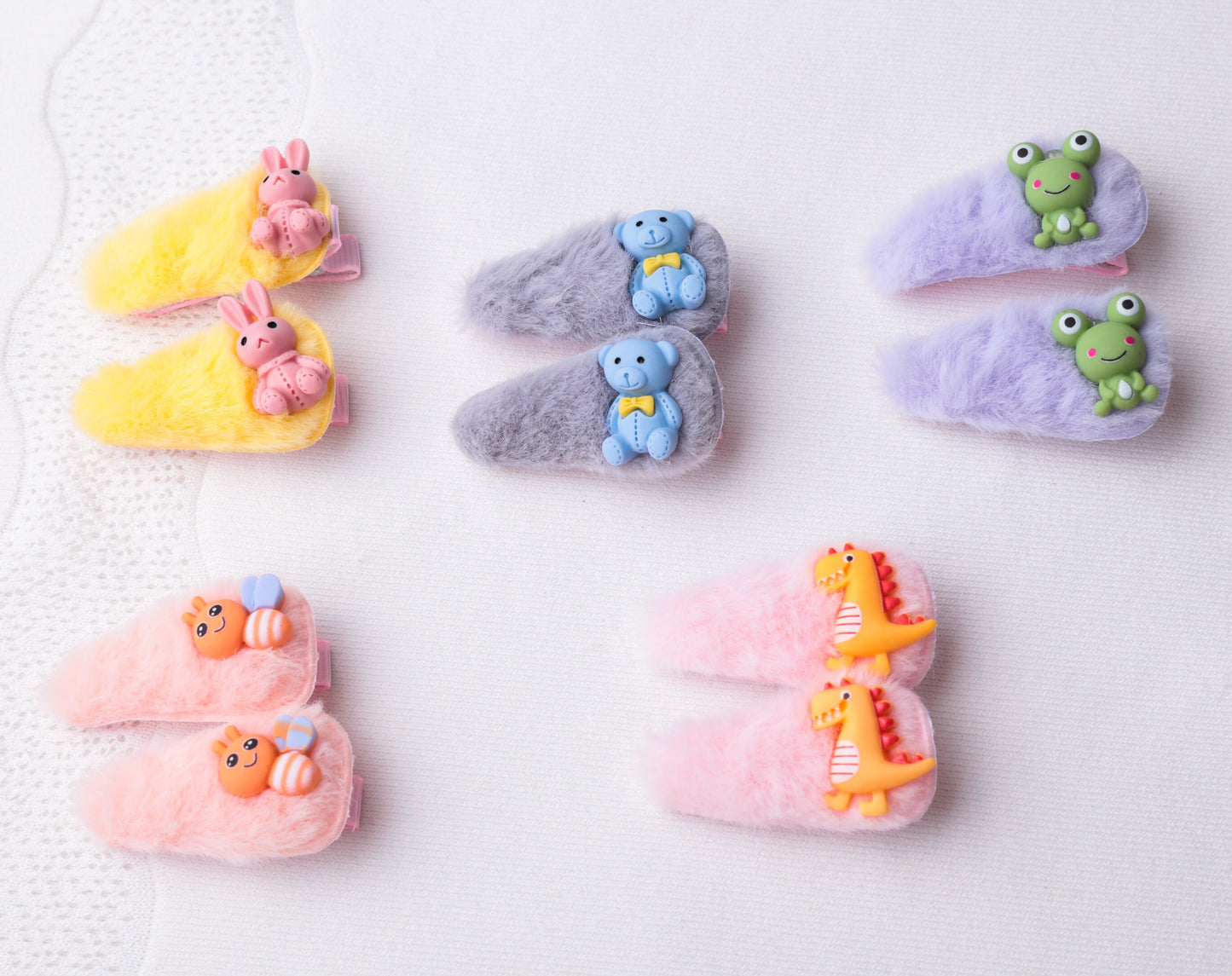 Baby Toddler Little Girl Fluffy animal Hair Clip, Furry unique Hair Clip, dinosaur frog rabbit bunny bee teddy bear cute