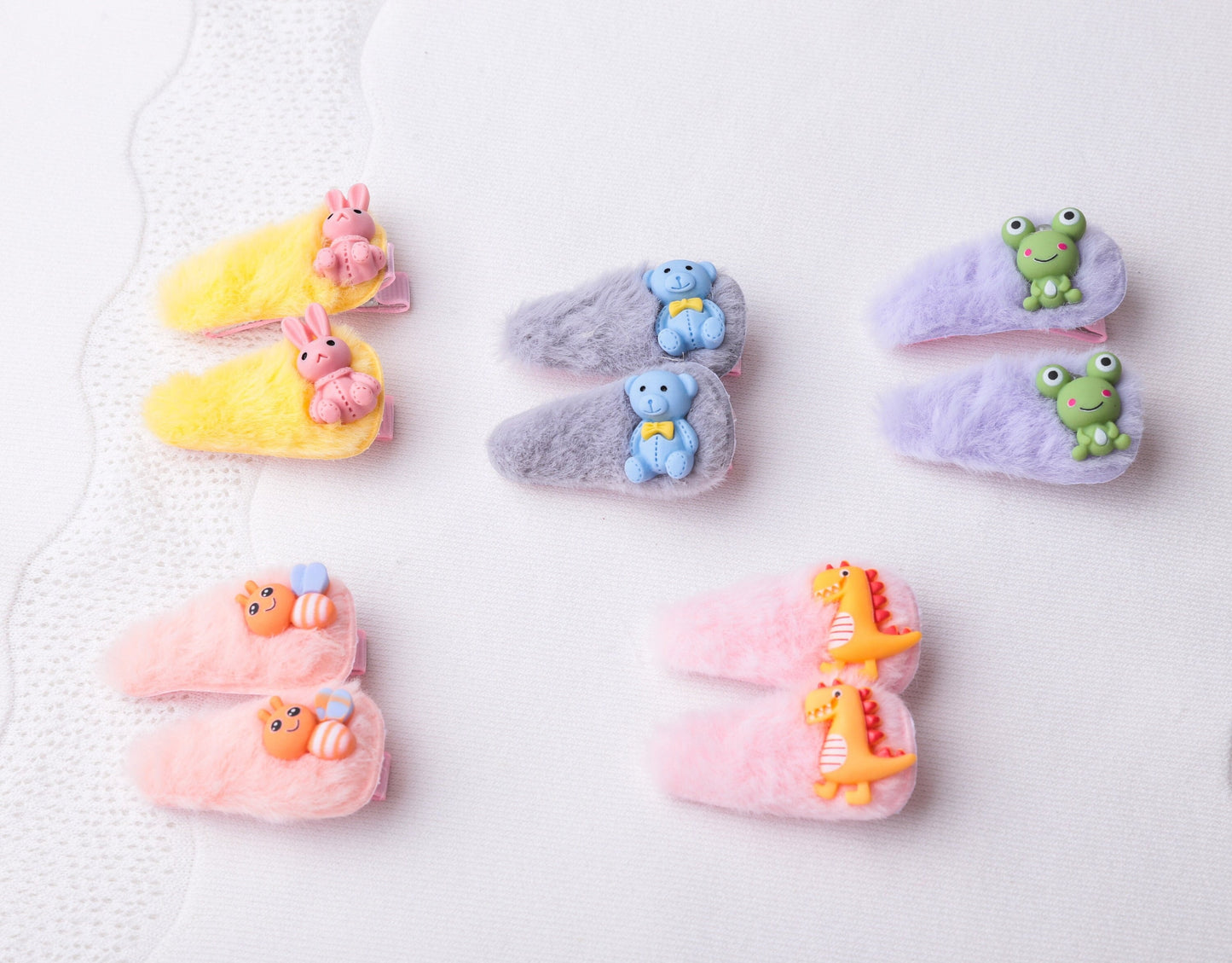 Baby Toddler Little Girl Fluffy animal Hair Clip, Furry unique Hair Clip, dinosaur frog rabbit bunny bee teddy bear cute