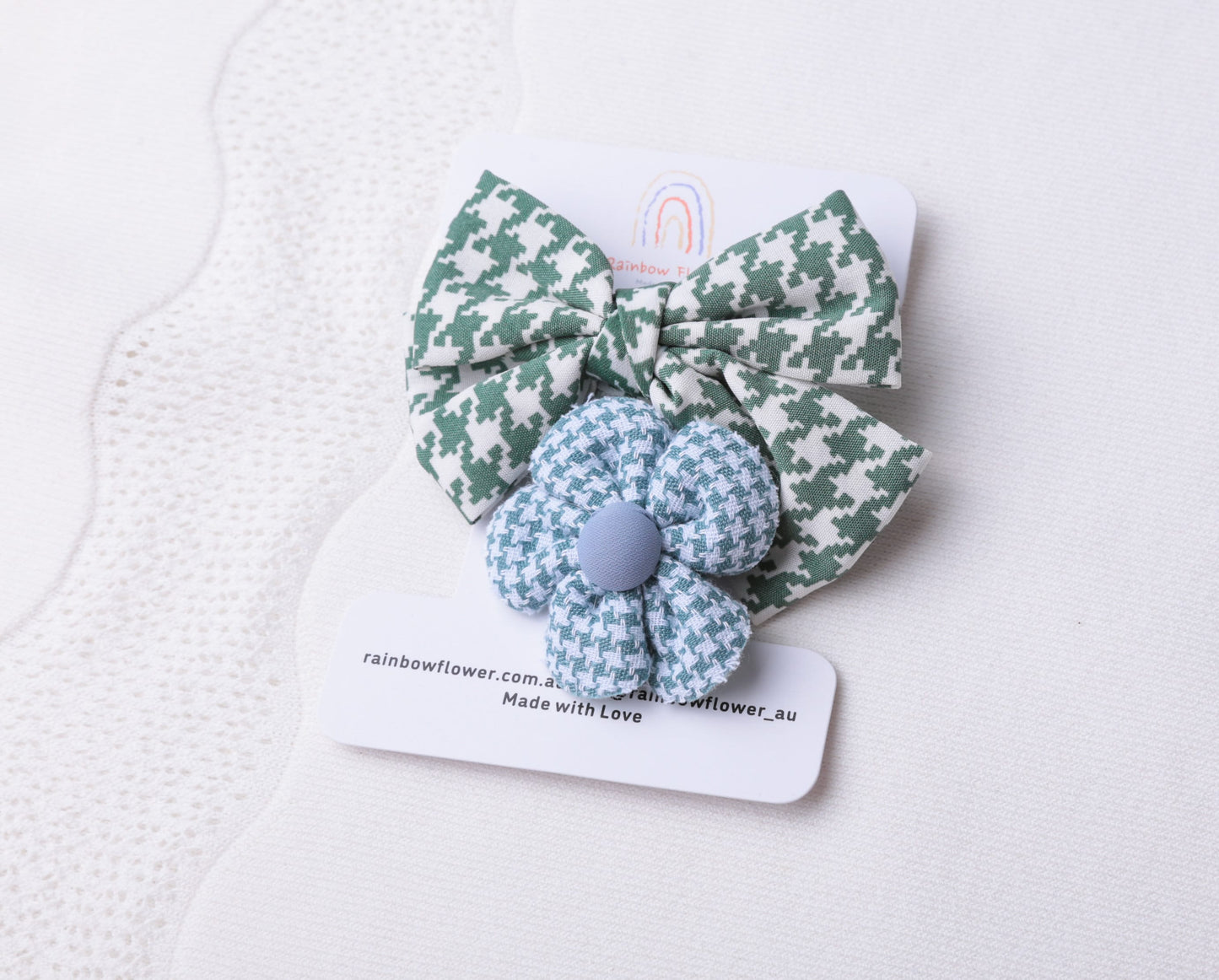 Green Bow hair Clip sets, Toddler baby girl unique Hair clip, Infant butterfly flower linen Hair Clip, baby shower gift, mint floral