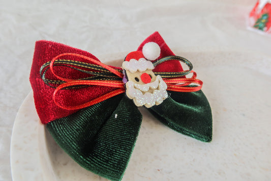 Big Christmas Santa Bows hair clips, Handmade unique design Kids baby girl toddler teen bow hair clip christmas party holiday gift for girl