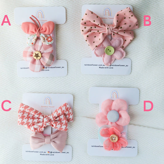 Pink Collection Baby Infant Girl Toddler Boutique unique Hair Bow, Snap Clip butterfly flower linen baby shower gift personalized baby gift