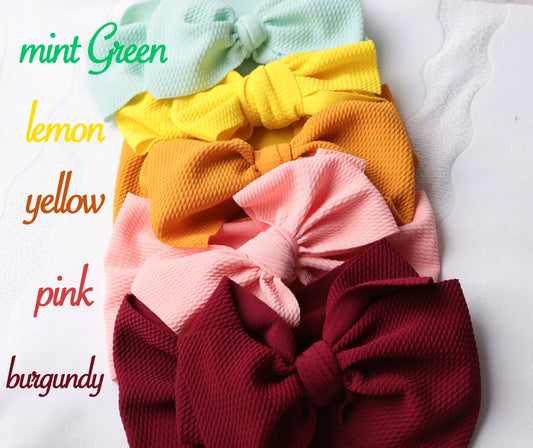 8 colors - Baby Ribbed Headband  Extra Large Top Knot  Bow Girls newborn infant baby toddler soft Headband 3 months - 2 years old