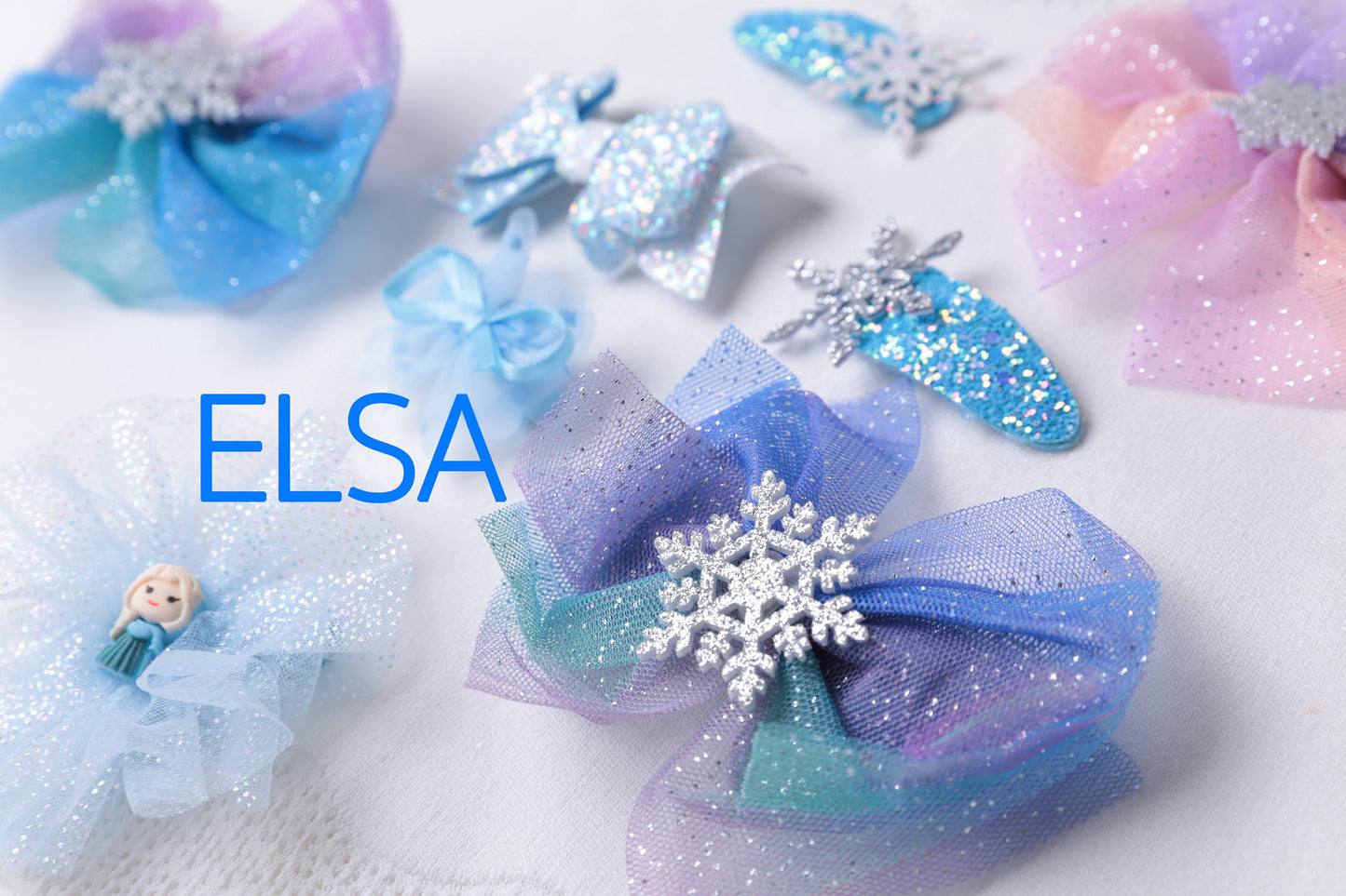 Frozen Elsa snowflake hair clip, Unique Design Oversize frozen bow clip, glitter toddler girl baby hair clip, Frozen birthday party bag gift