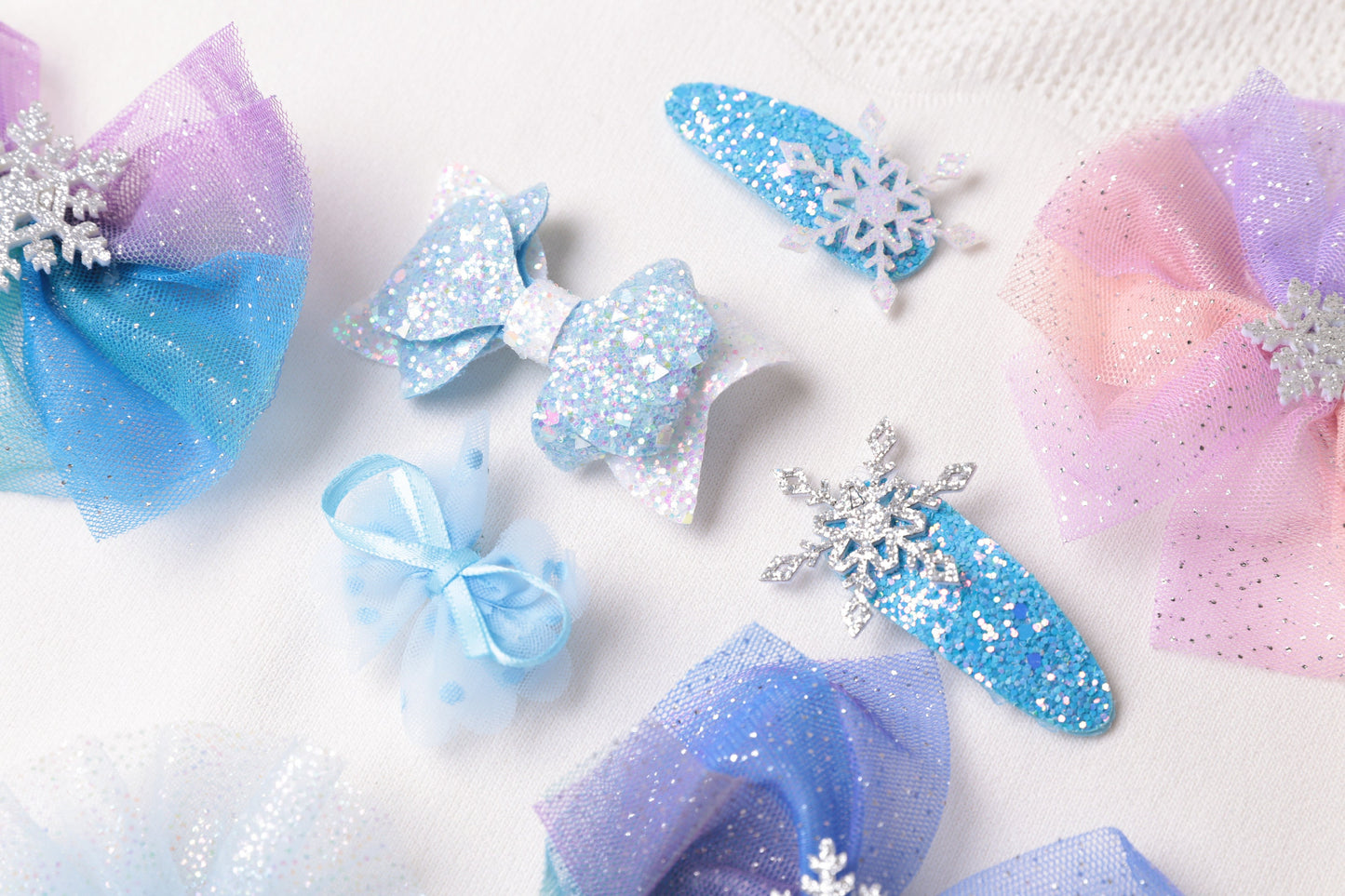 snowflake clip, glitter toddler baby infant girl bow clip, frozen bow, frozen clip, elsa hair bow,  fairy ELSA bow, baby bow clip