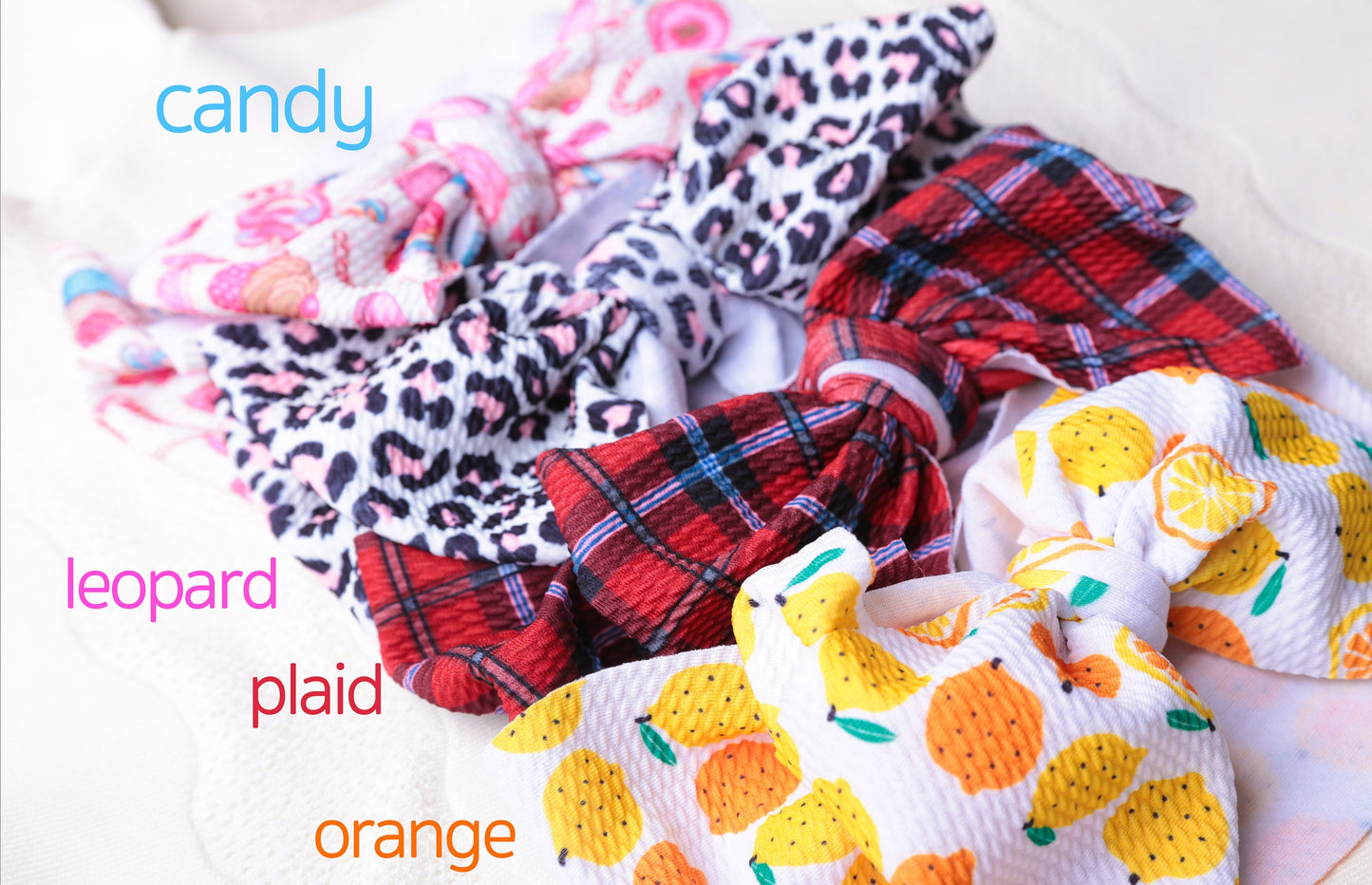 4 styles EXTRA Large Headband, baby girl bow headband, baby bow headband, Top Knot Baby headband baby girl Bow orange plaid leopard candy