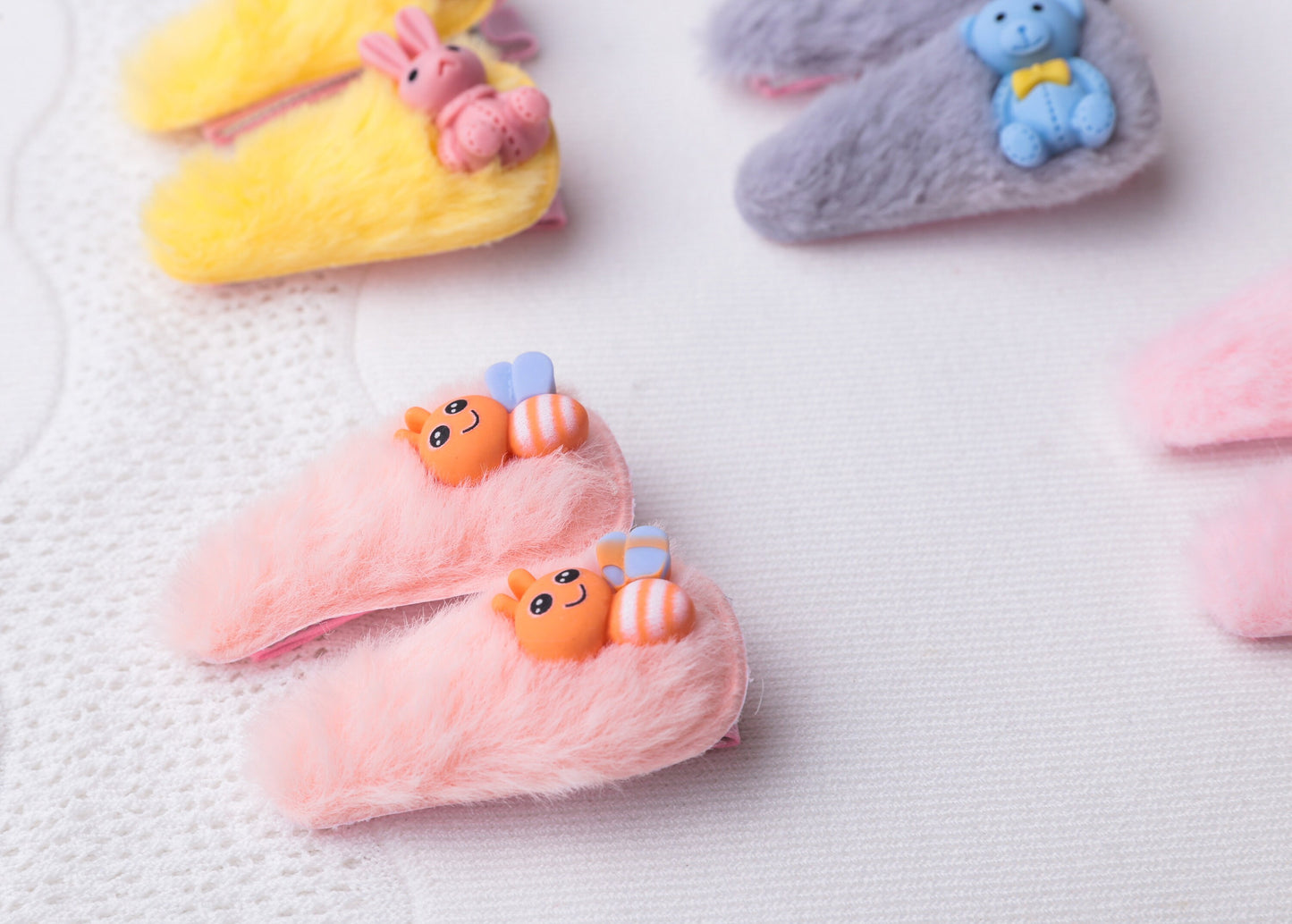 Baby Toddler Little Girl Fluffy animal Hair Clip, Furry unique Hair Clip, dinosaur frog rabbit bunny bee teddy bear cute