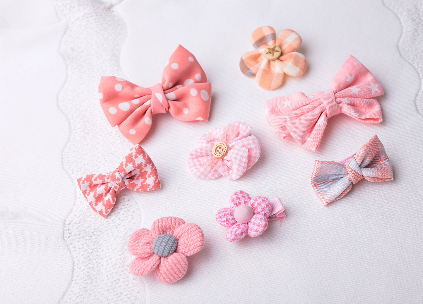 Peach Collection Baby Bows, infant bow, hair clip, girl hair clip, baby shower gift, Snap Clip, Infant bows, Baby Bows,  linen Hair Clip