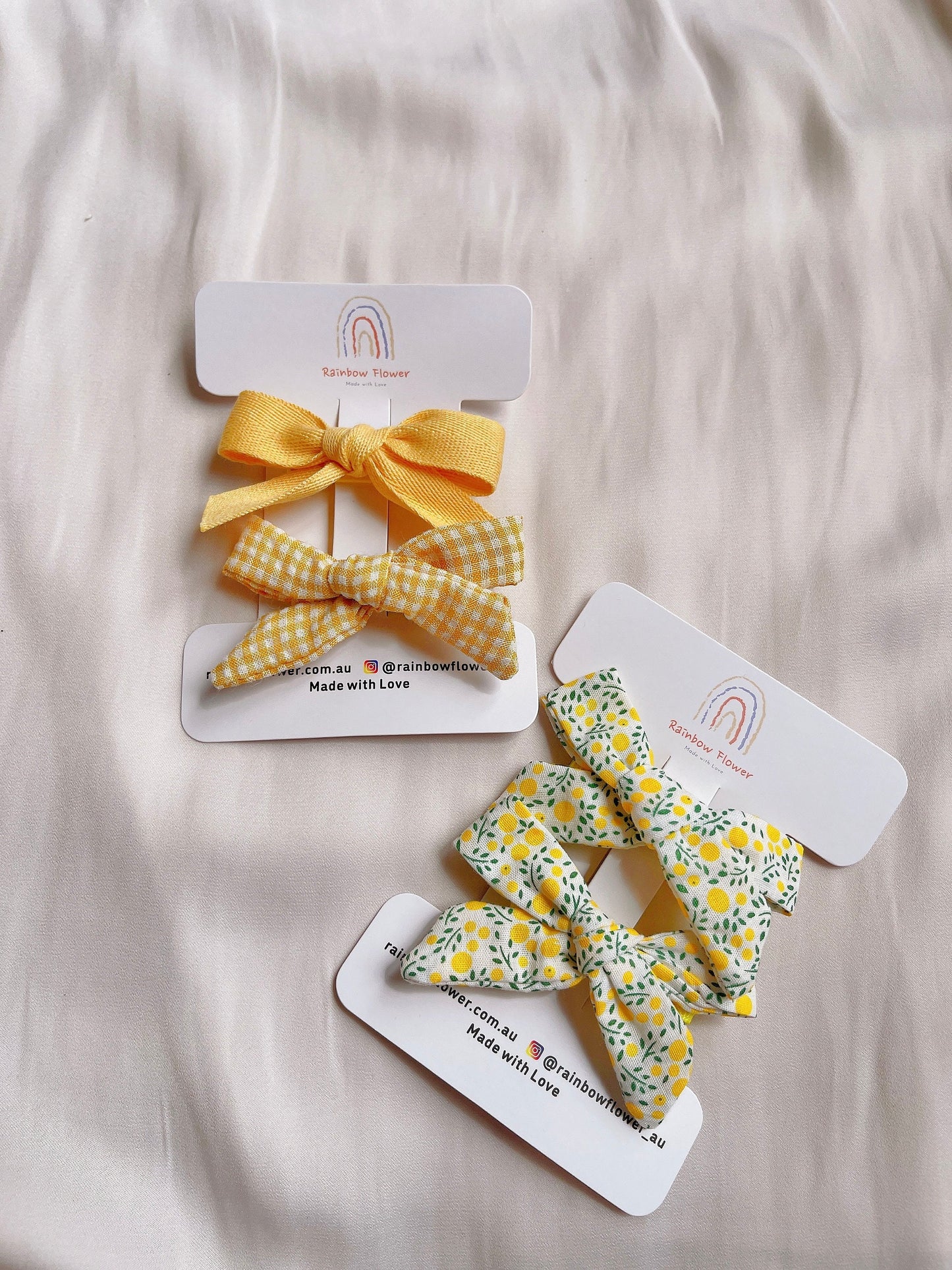 Essential Yellow baby bow clip set, toddler girl student hair accessory,  hair accessory, floral / plaid / plain linen bow hair clip