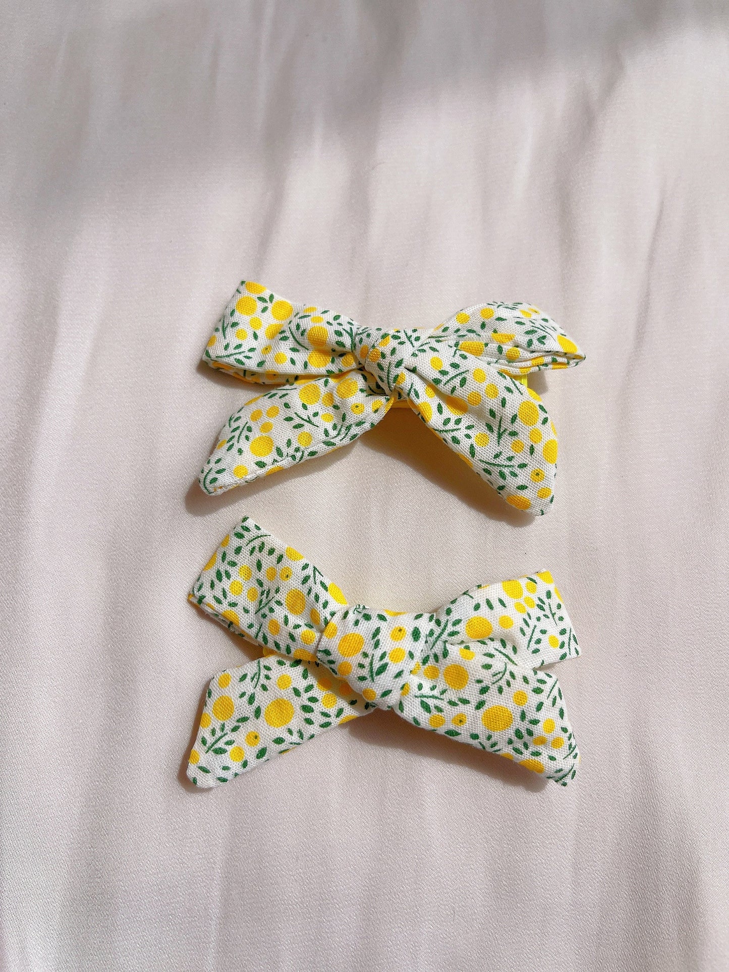 Essential Yellow baby bow clip set, toddler girl student hair accessory,  hair accessory, floral / plaid / plain linen bow hair clip