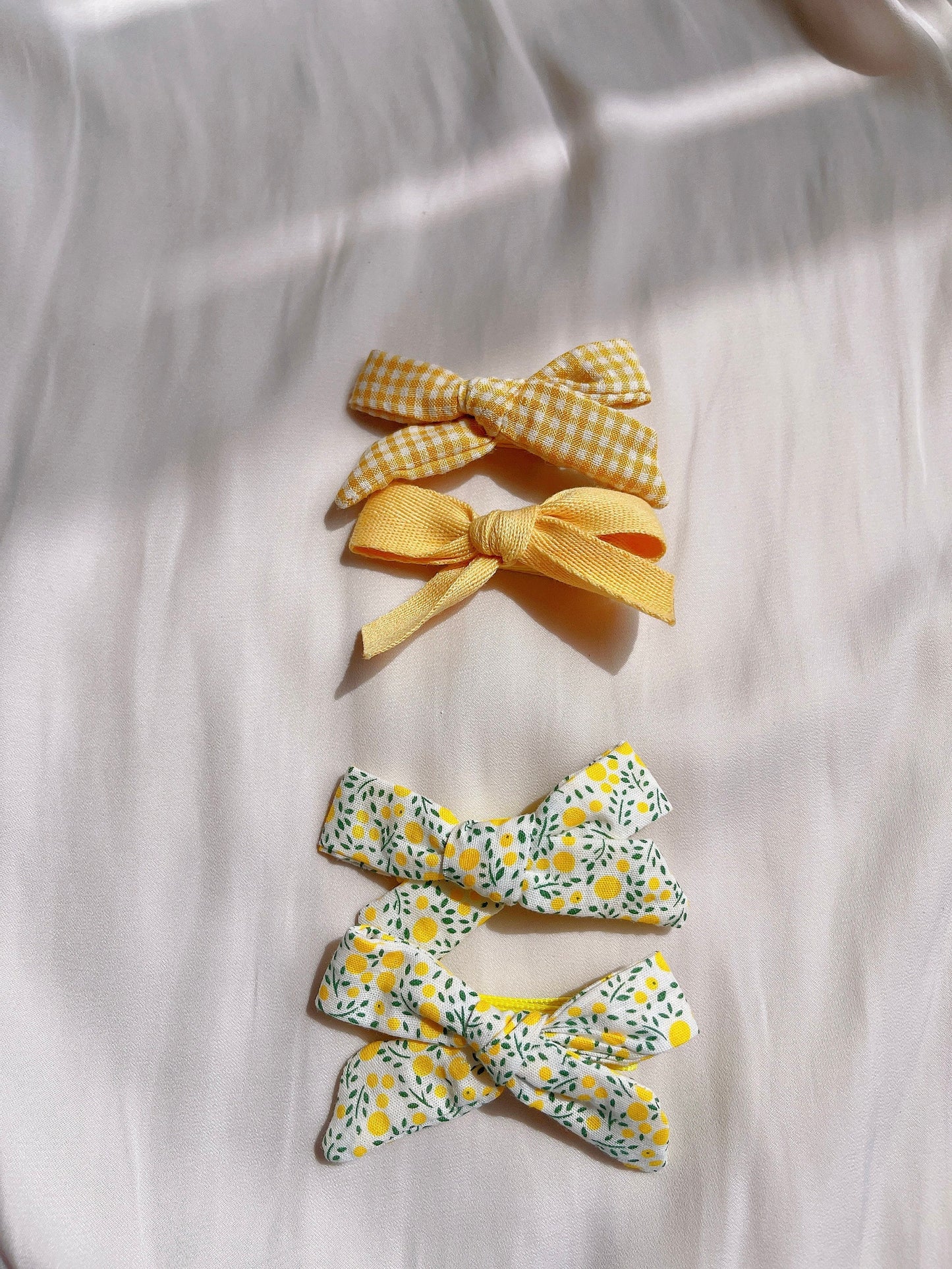 Essential Yellow baby bow clip set, toddler girl student hair accessory,  hair accessory, floral / plaid / plain linen bow hair clip